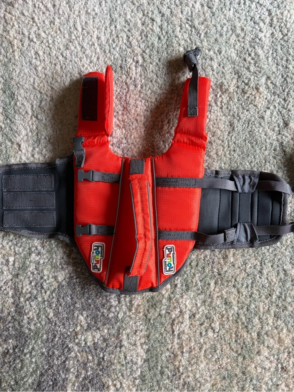 Outward Hound Bright Red Dog Life Vest with Gray Straps